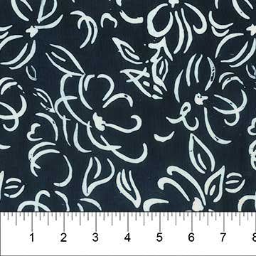 Banyan 81200-49 CLASSICS MIDNIGHT (Flowers White on Black) 45" wide fabric per yard