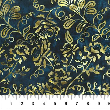 Banyan 83180-45 GARDEN SPIRIT Floral Spray - Indigo 45" wide fabric per yard