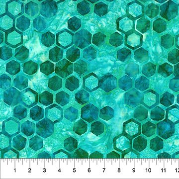 Banyan 83813-63 - Abstraction - Hexies - Teal 45" wide fabric per yard