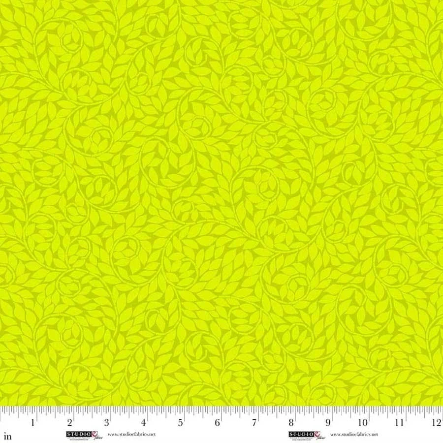 Lime Leaf Scroll 44"/45" Cotton Fabric Per Yard
