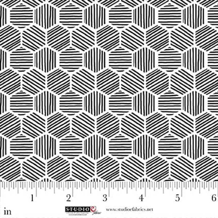 White Mini Hexies 44"/45" Cotton Fabric Per Yard