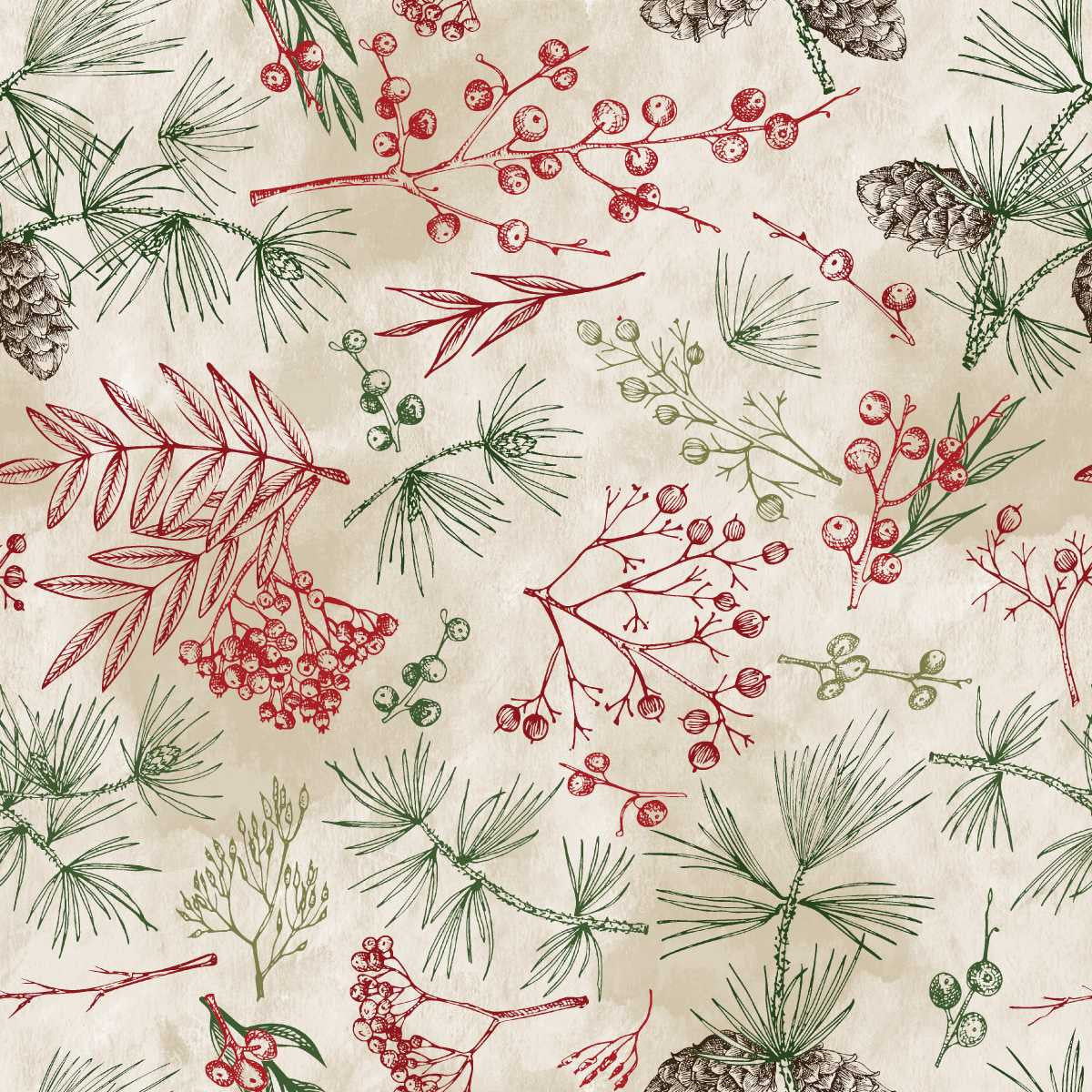 Christmas Tree Bits 108" Wide Cotton Fabric Per Yard