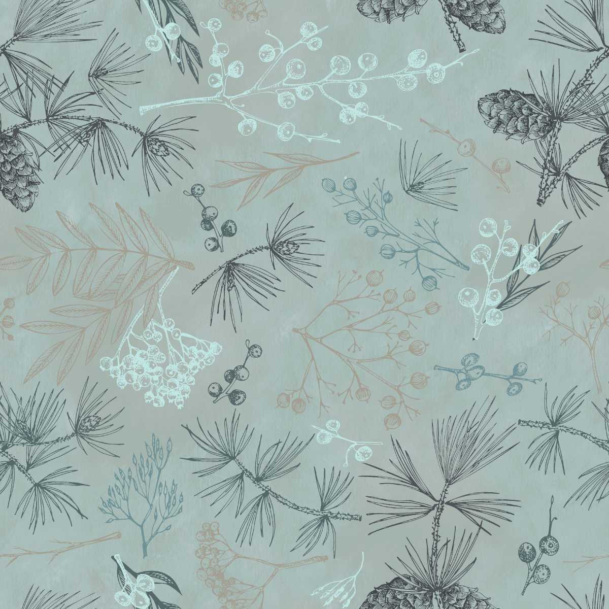 Mint Tree Bits 108" Wide Cotton Fabric Per Yard