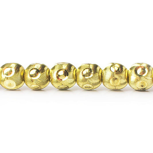 8mm Brass Circle Wave Rounds 8 inch 25 beads