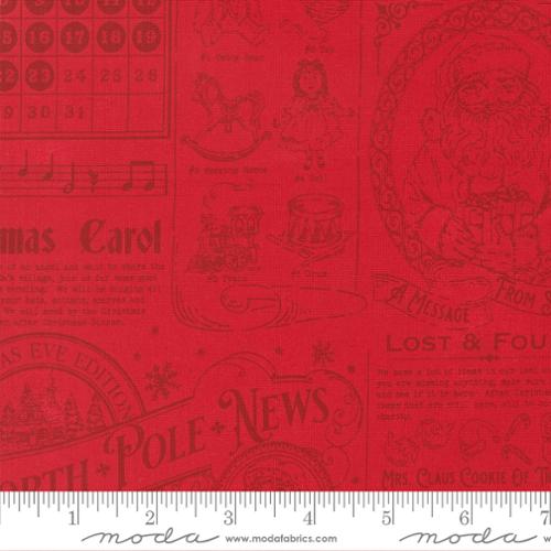 Holiday Cheer Poinsettia North Pole News 44"/45" Cotton Fabric Per Yard