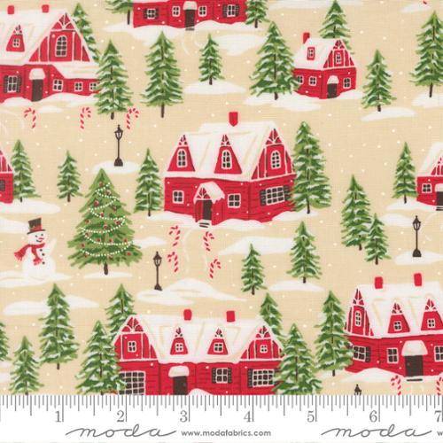 Holiday Cheer Natural Cardinals Village 44"/45" Cotton Fabric Per Yard