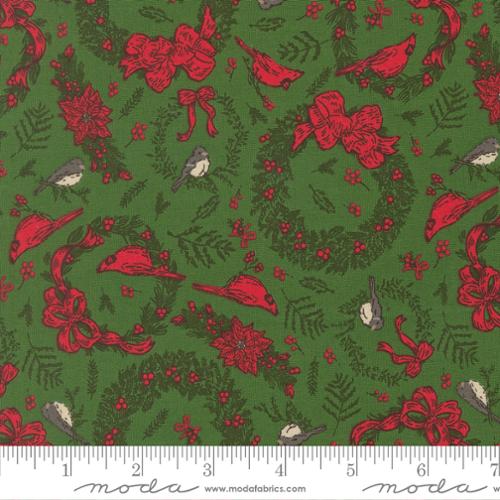 Holiday Cheer Evergreen Cardinals Wreaths 44"/45" Cotton Fabric Per Yard