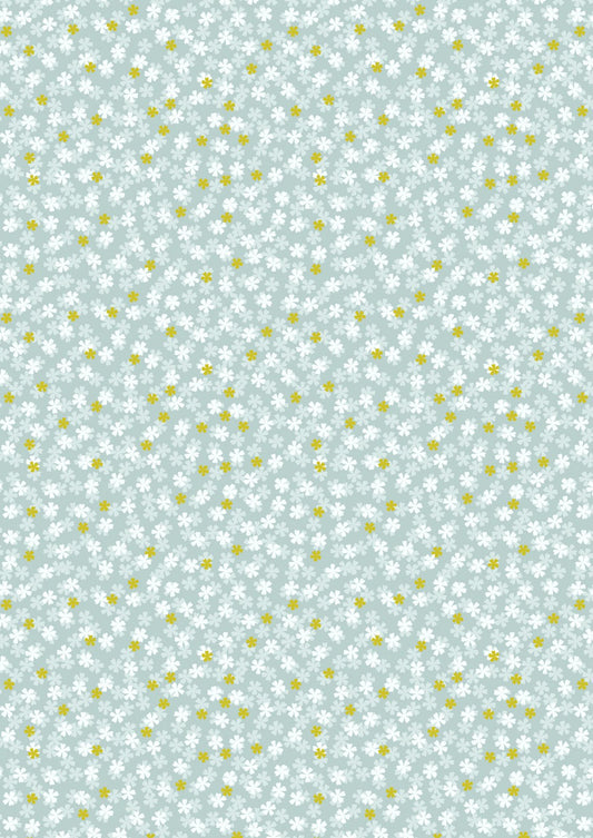 LI Sakura blossoms, Light Blue, Gold Metallic A920B
