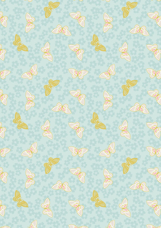 LI Sakura Lt. Blue Butterflies, Gold Metallic