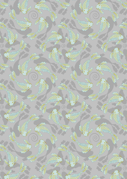 LI Sakura Lt. Gray Koi, Gold Metallic A922A