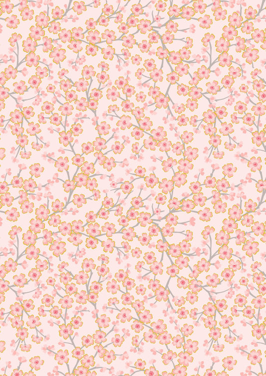 LI Sakura Pink Flowers, Gold Metallic A923B