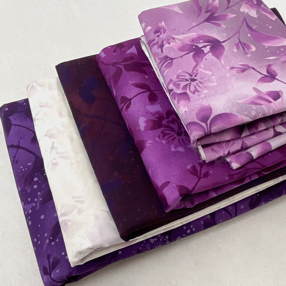 Boundless Coordinated Stash Builder Bundle - Twinkling Stars Purple - various fabrics 9 3/4 yards total does not include pattern
