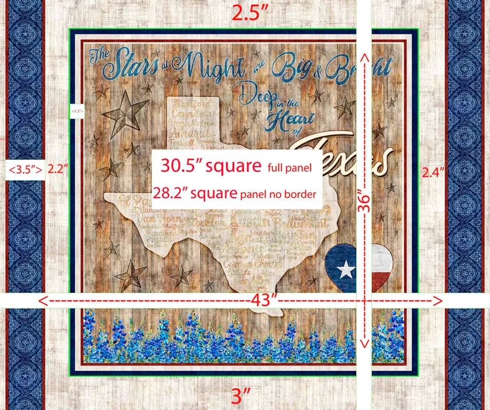 ATXSH Minky Texas Map Panel 44"/45" Fabric Per Yard