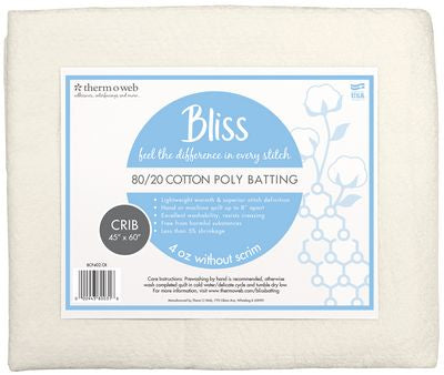 Bliss Batting 80/20 Cotton Poly Crib 45in x 60in