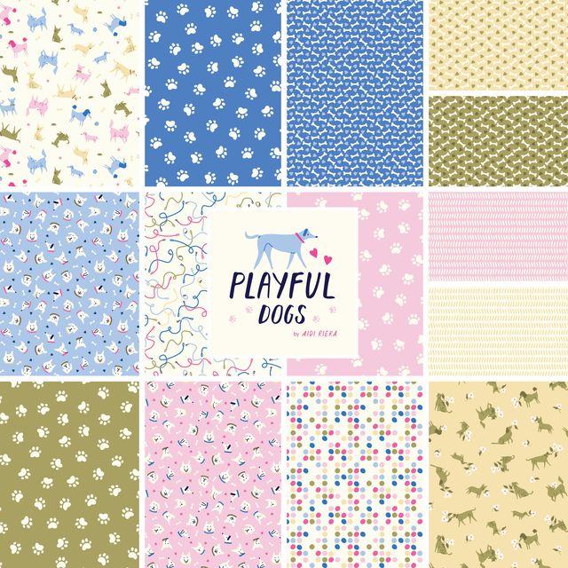 Playful Dogs 10x10 Squares - 42 Pieces