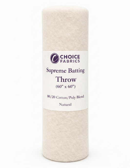 Choice Supreme Batting - 80/20 Cotton/Poly Blend - Throw (60" x 60")