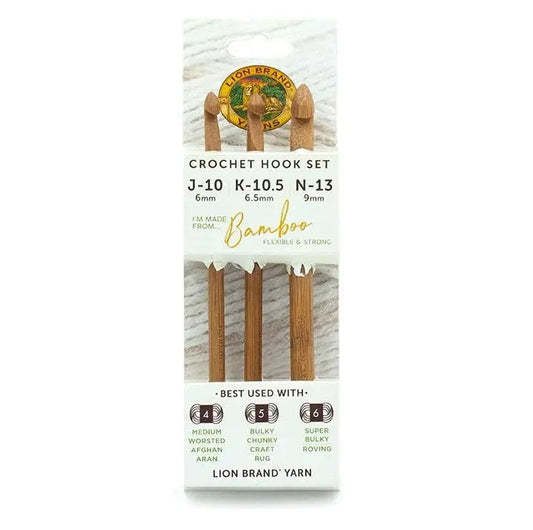 Bamboo Crochet Hook Set (Sizes J-K-N) Lion Brand