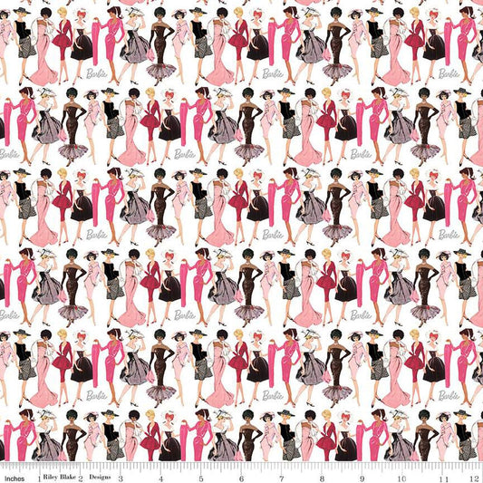 Barbie Vintage Fashion White Cotton 43"/44" Fabric Per Yard