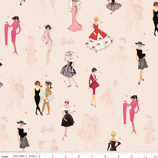 Barbie Vintage Main Blush Cotton 43"/44" Fabric Per Yard