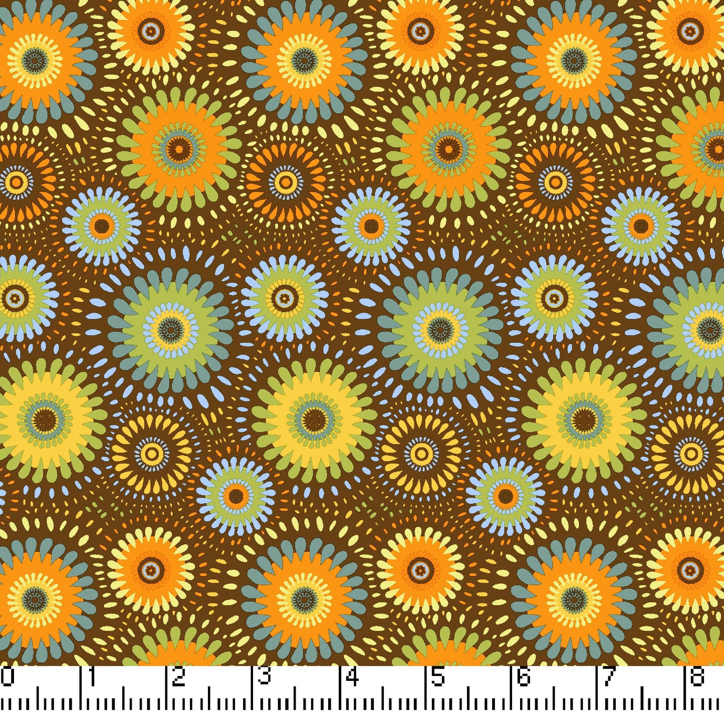 Brown Lucky Medallion 45" Wide Cotton Fabric (7/8 yard pack)