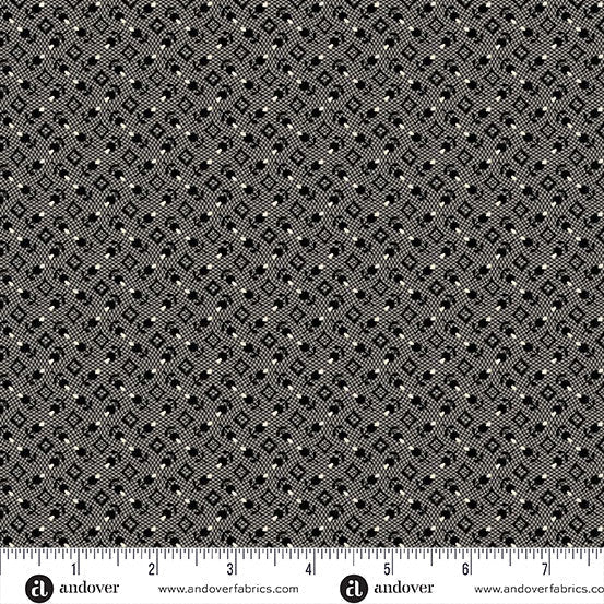 Bud Diamond Black Nightfall 44"/45" Cotton Fabric Per Yard