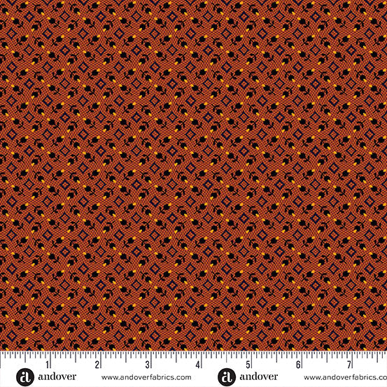Bud Diamond Orange Nightfall 44"/45" Cotton Fabric Per Yard