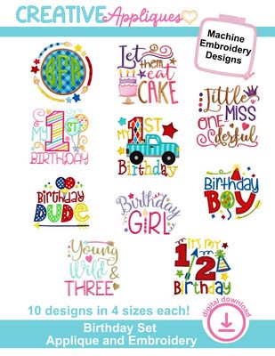 Birthday Set Applique & Embroidery