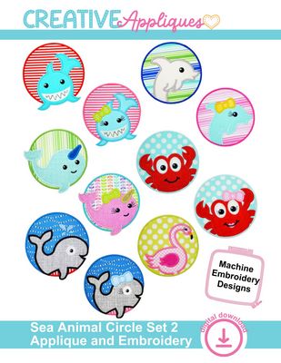 Sea Animal Circle Set 2 Applique and Embroidery