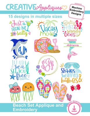 Beach Set Applique and Embroidery