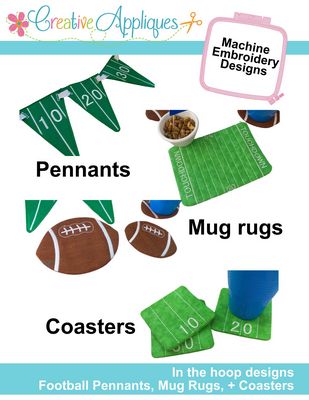 Football Pennants, Mug Rug, and Coasters