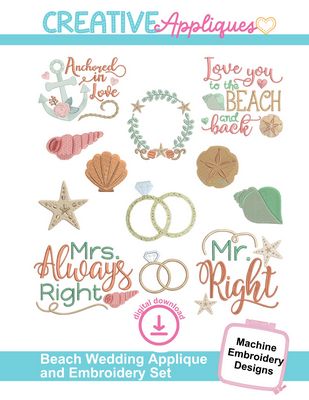 Beach Wedding Set Embroidery