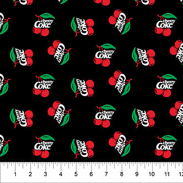 Cherry Coke Black  44"/45" Fabric Per Yard