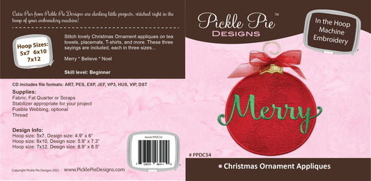 Christmas Ornament Applique In the Hoop Embroidery Design Collection