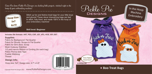 Boo Treat Bags In the Hoop Embroidery Design Collection