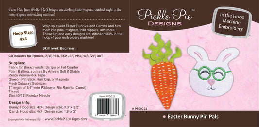 Easter Bunny Pin Pals In the Hoop Embroidery Design Collection