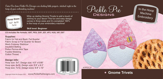 Gnome Trivets In the Hoop Embroidery Design Collection