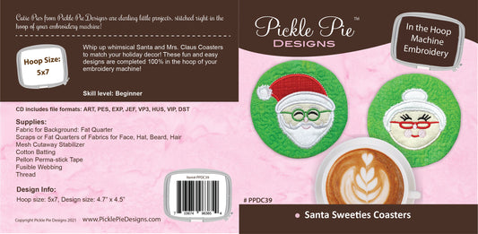 Santa Sweeties Coasters In the Hoop Embroidery Design Collection