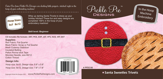 Santa Trivets In the Hoop Embroidery Design Collection