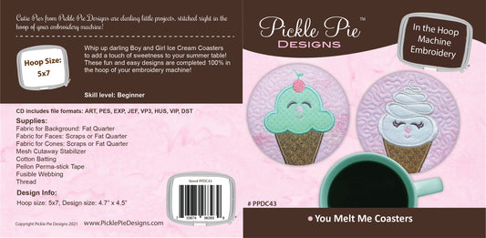 You Melt Me Coasters In the Hoop Embroidery Design Collection
