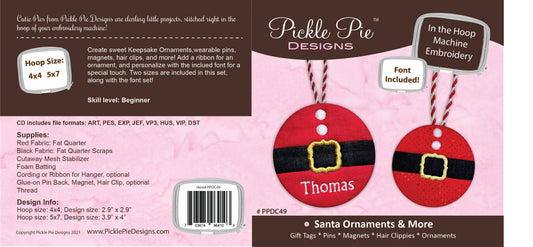 Santa Ornament In the Hoop Embroidery Design Collection