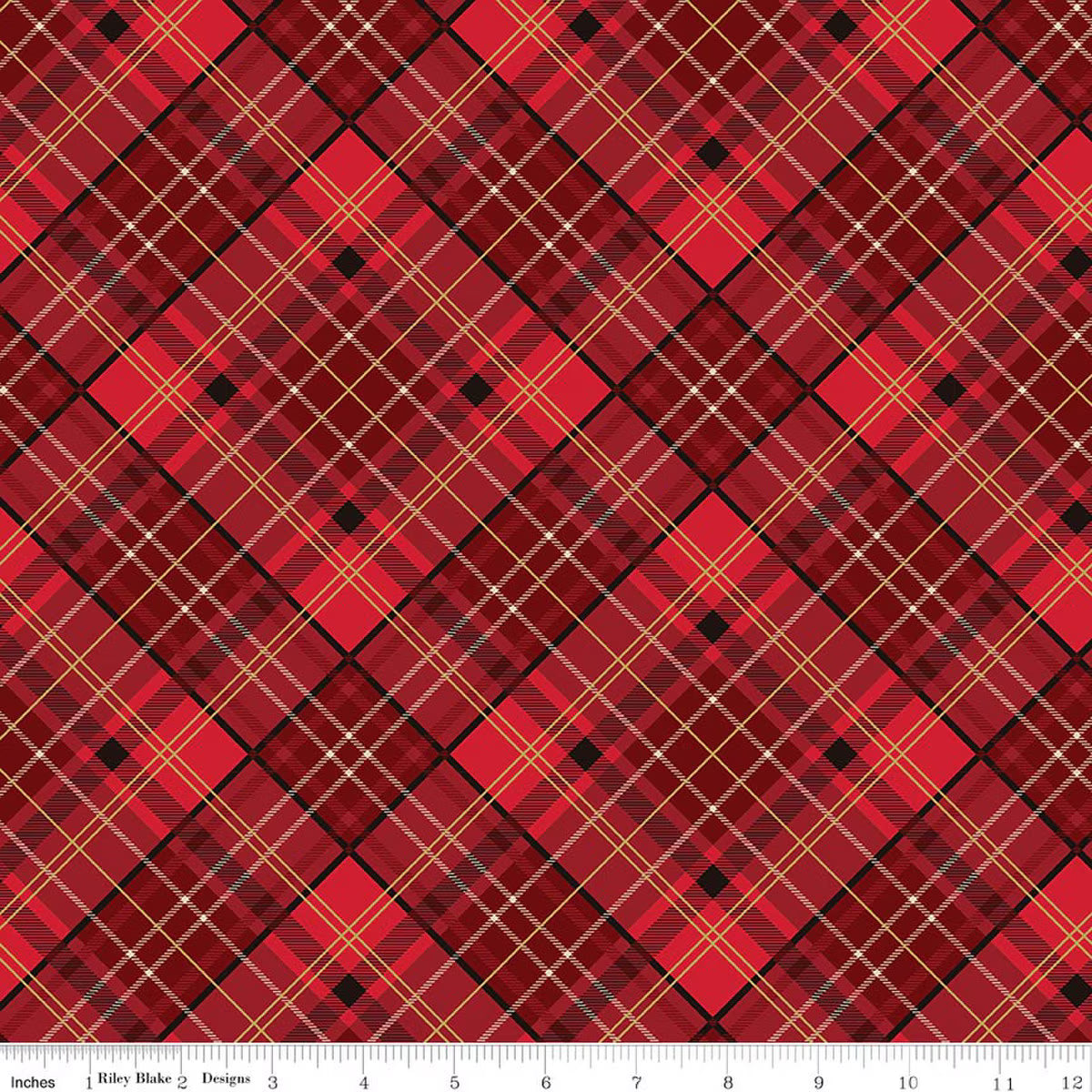 RB Plaid Red Foil - Poinsettias at Christmas