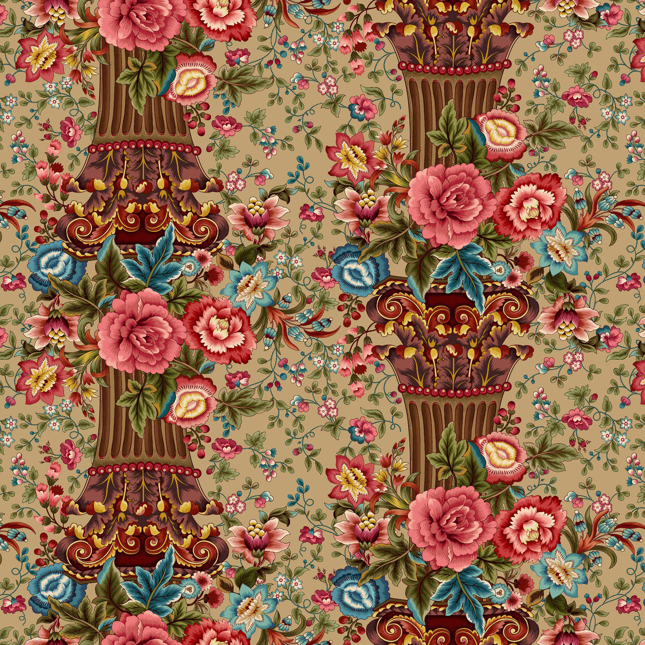 Caramel Column Stripe Lost Gardens of Heligan Cotton 43"/44" Fabric Per Yard