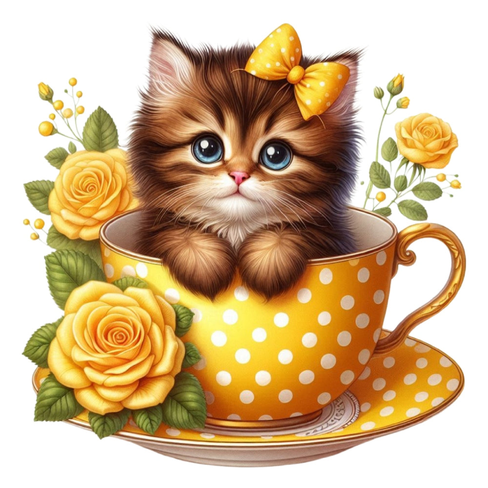 Cats in Tea Cups Fabric Panel 14