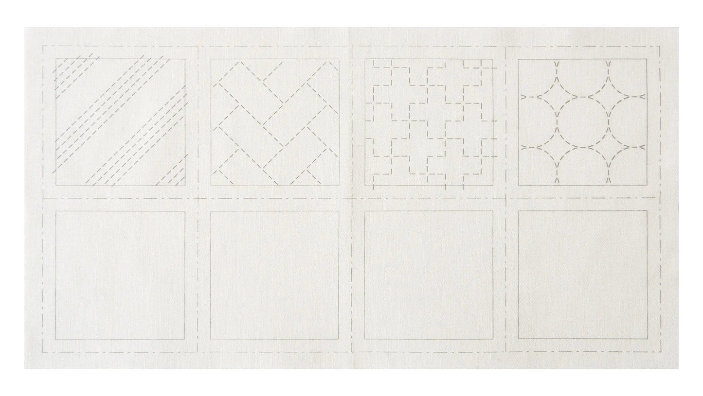 Cosmo Sashiko 100% Cotton Pre-printed Precut Cloth Set For Coasters - White