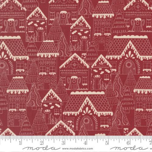 Cranberry Gingerbread Lane 44"/45" Cotton Fabric Per Yard