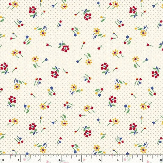Cream Blooms Cotton Wideback Fabric Per Yard