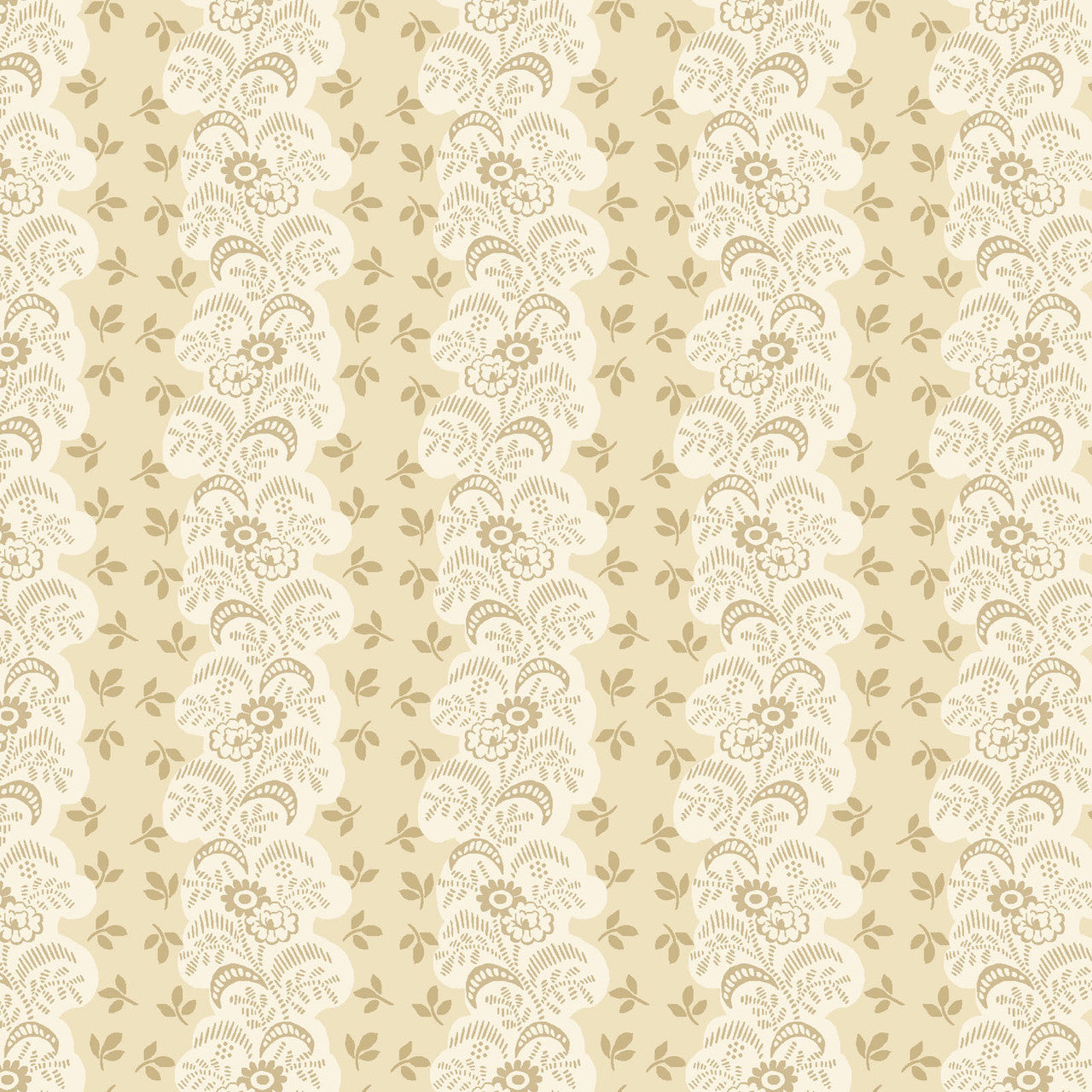 Cream Floral Stripe Lost Gardens of Heligan Cotton 43"/44" Fabric Per Yard