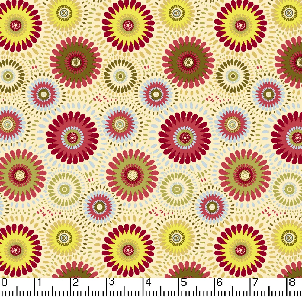 Cream Lucky Medallion 45" Wide Cotton Fabric Per Yard