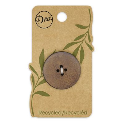 Recycled Leather Round 4hole Brown 30mm 1ct