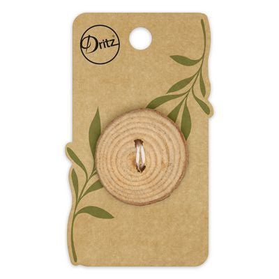 Wood Round Raw 2hole Brown 30mm 1ct